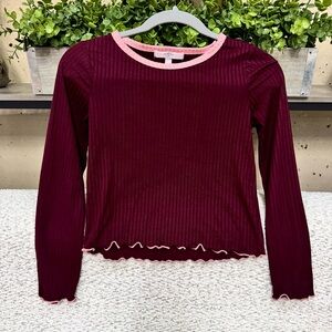 Moa Moa Burgundy and Pink Long Sleeve Tee